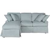 Horizon Slipcovered Sleeper Sofa w/ Reversible Chaise in Ocean Blue