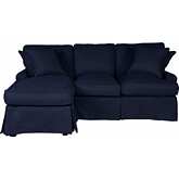 Horizon Slipcovered Sleeper Sofa with Reversible Chaise in Navy