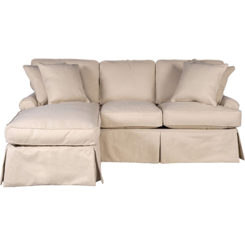 Horizon Slipcovered Sleeper Sofa w/ Reversible Chaise in Tan