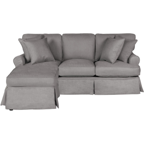 Horizon Slipcovered Sleeper Sofa w/ Reversible Chaise in Gray