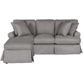 Horizon Slipcovered Sleeper Sofa with Reversible Chaise in Gray