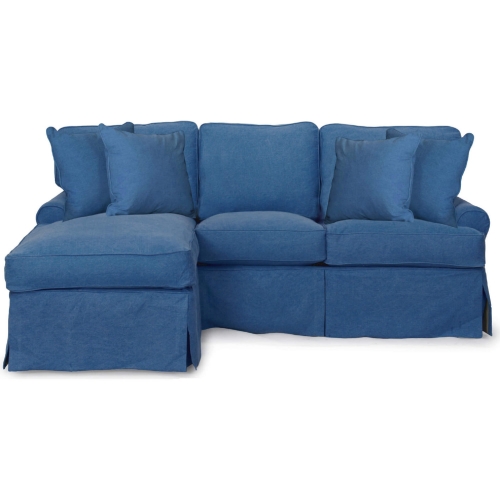 Horizon Slipcovered Sleeper Sofa w/ Reversible Chaise in Indigo Blue