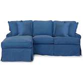 Horizon Slipcovered Sleeper Sofa w/ Reversible Chaise in Indigo Blue