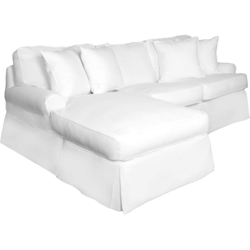 Horizon Slipcover Only for T Cushion Sectional Sofa & Chaise in White