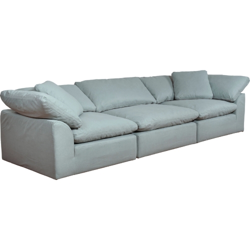 Comfy Puff 3 Piece Slipcovered Modular Sectional Sofa in Ocean Blue Performance Fabric