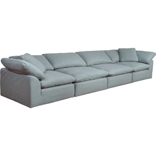 Comfy Puff 4 Piece Slipcovered Modular Sectional Sofa in Ocean Blue Performance Fabric