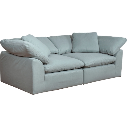 Comfy Puff 2 Piece Slipcovered Modular Sectional Sofa in Ocean Blue Performance Fabric