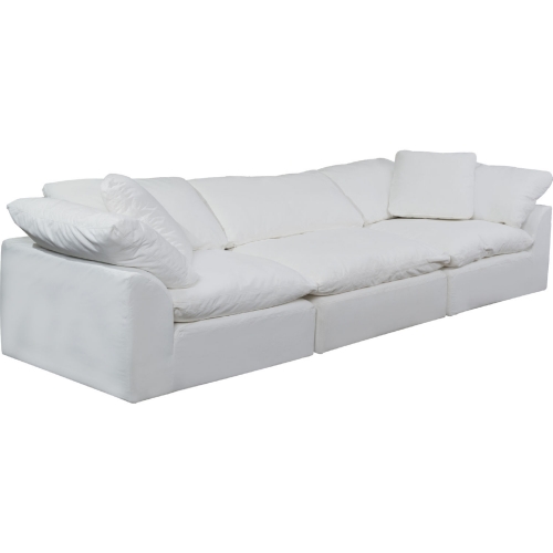 Comfy Puff 3 Piece Slipcovered Modular Sectional Sofa in White Performance Fabric