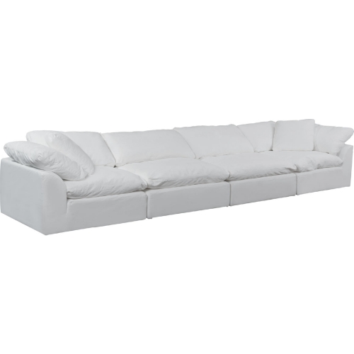 Comfy Puff 4 Piece Slipcovered Modular Sectional Sofa in White Performance Fabric