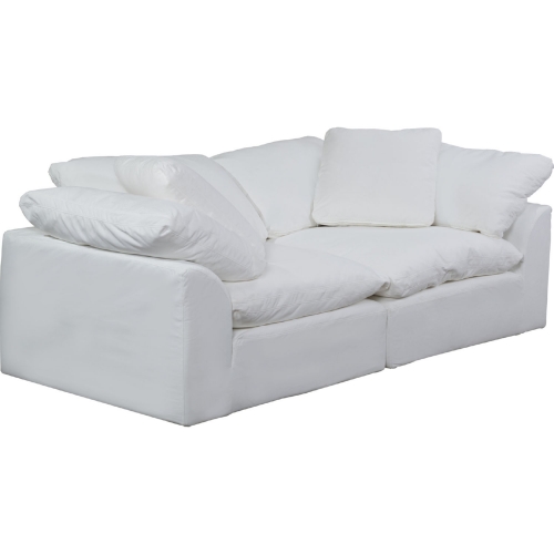 Comfy Puff 2 Piece Slipcovered Modular Sectional Sofa in White Performance Fabric