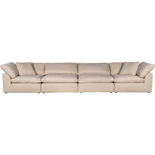 Comfy Puff 4 Piece Slipcovered Modular Sectional Sofa in Tan Performance Fabric