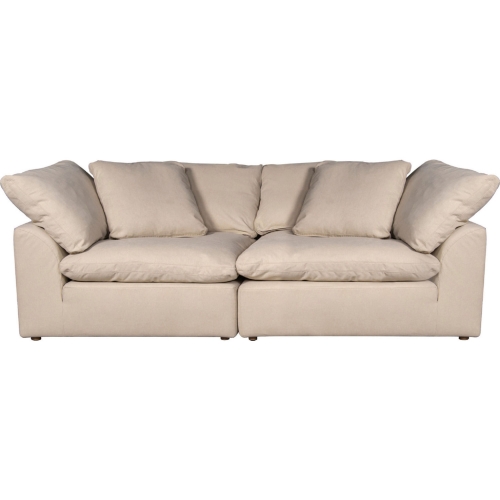 Comfy Puff 2 Piece Slipcovered Modular Sectional Sofa in Tan Performance Fabric