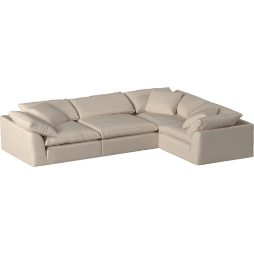 Comfy Puff 4 Piece Slipcovered Modular L Sectional Sofa in Tan Performance Fabric