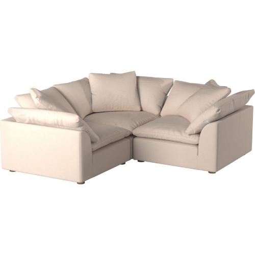 Comfy Puff 3 Piece Slipcovered Modular Sectional Sofa in Tan Performance Fabric