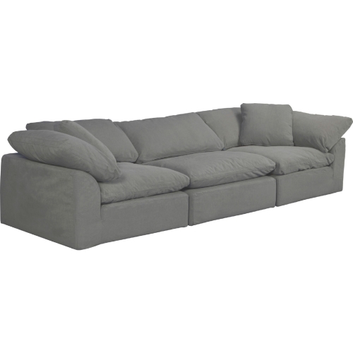 Comfy Puff 3 Piece Slipcovered Modular Sectional Sofa in Gray Performance Fabric