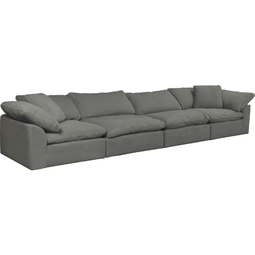 Comfy Puff 4 Piece Slipcovered Modular Sectional Sofa in Gray Performance Fabric