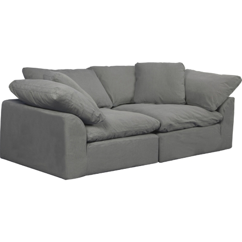 Comfy Puff 2 Piece Slipcovered Modular Sectional Sofa in Gray Performance Fabric