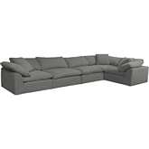 Comfy Puff 5 Piece Slipcovered Modular Sectional Sofa in Gray Performance Fabric