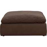 Comfy Puff Slipcovered Modular Sectional Square Ottoman in Brown Performance Fabric