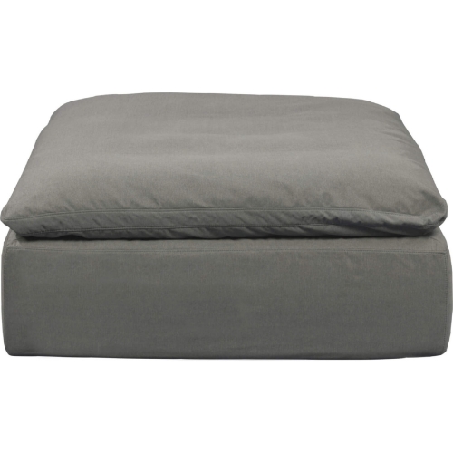 Comfy Puff Slipcovered Modular Sectional Square Ottoman in Gray Performance Fabric