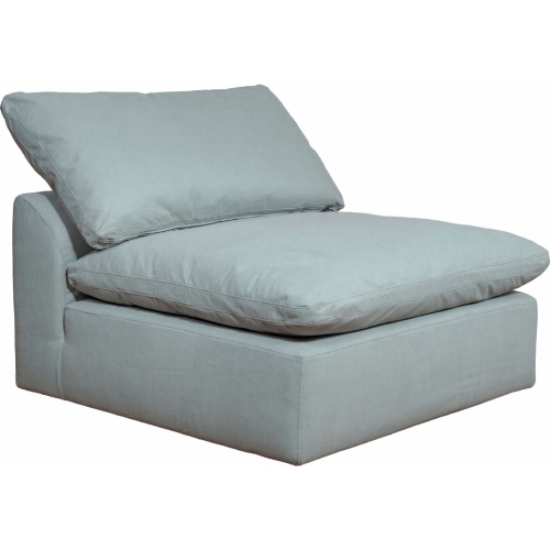 Comfy Puff Slipcovered Modular Sectional Armless Chair in Ocean Blue Performance Fabric