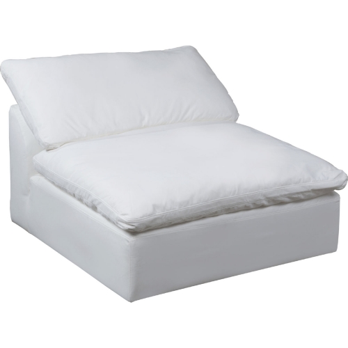 Comfy Puff Slipcovered Modular Sectional Armless Chair in White Performance Fabric