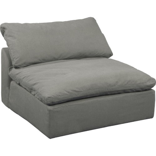 Comfy Puff Slipcovered Modular Sectional Armless Chair in Gray Performance Fabric