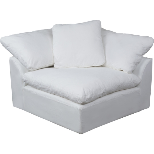 Comfy Puff Slipcovered Modular Sectional Arm Chair in White Performance Fabric