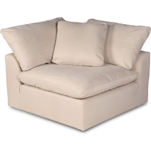 Comfy Puff Slipcovered Modular Sectional Arm Chair in Tan Performance Fabric