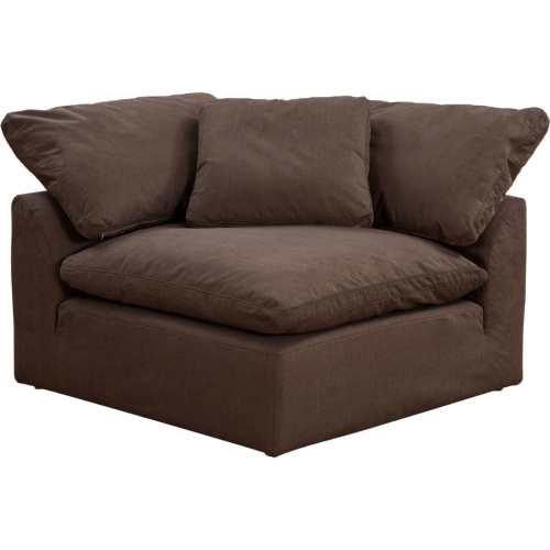 Comfy Puff Slipcovered Modular Sectional Arm Chair in Brown Performance Fabric