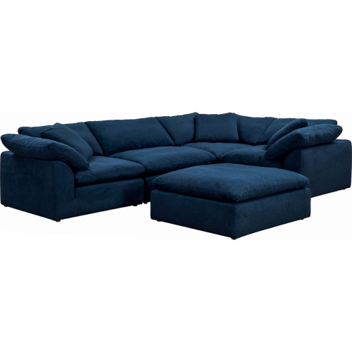 Comfy Puff Slipcover Only for 5 Piece Modular Sectional Sofa in Navy Blue