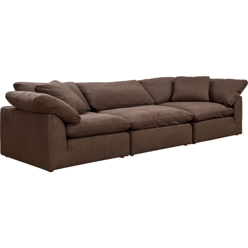 Comfy Puff Slipcover Only for 3 Piece Modular Sofa in Brown Fabric