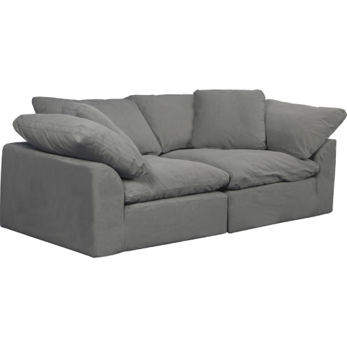 Comfy Puff Slipcover Only for 2 Piece Modular Loveseat in Gray Fabric