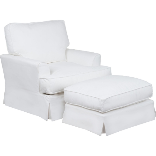 Ariana Slipcovered Accent Chair & Ottoman in White Performance Fabric