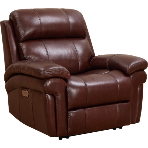 Luxe Leather Power Recliner in Brown Leather