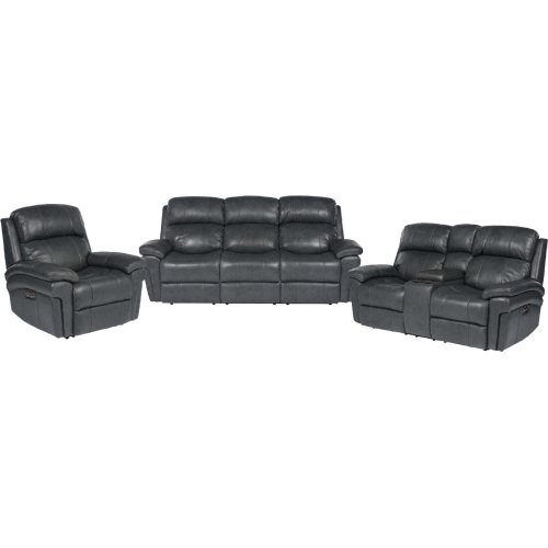 Luxe Leather 3 Piece Power Reclining Sofa Set in Gray Leather