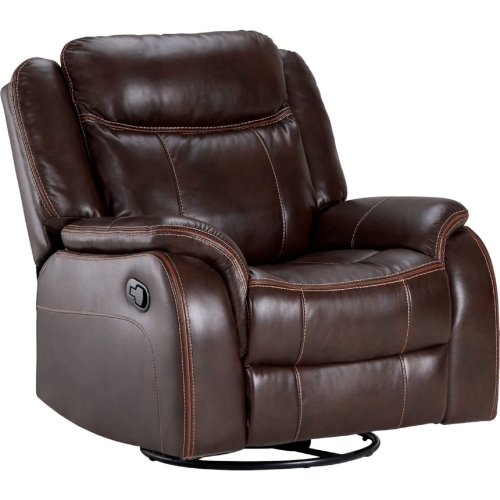 Avant Wide Rocking Swivel Recliner in Brown Leatherette