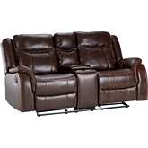 Avant Dual Recline Rocking Loveseat w/ USB Console in Brown Leatherette