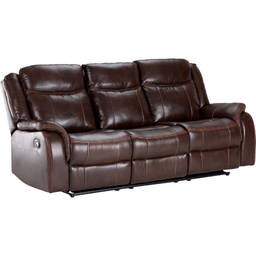 Avant Dual Recline Sofa w/ USB & Outlet Console in Brown Leatherette