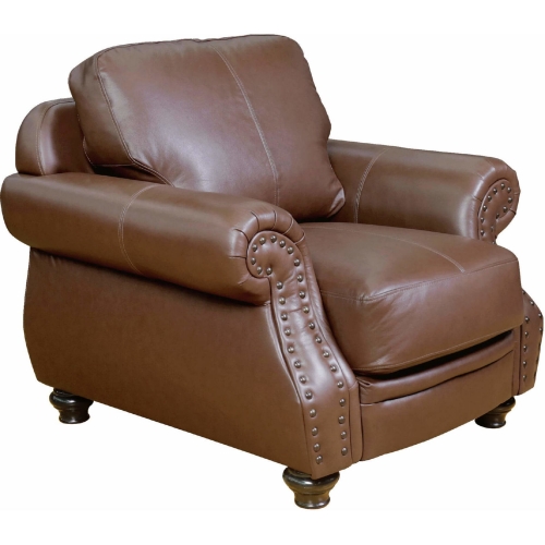 Charleston Accent Chair in Chestnut Brown Top Grain Leather