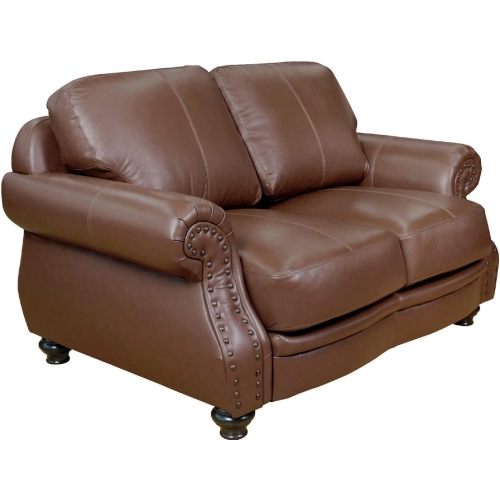 Charleston Loveseat in Chestnut Brown Top Grain Leather