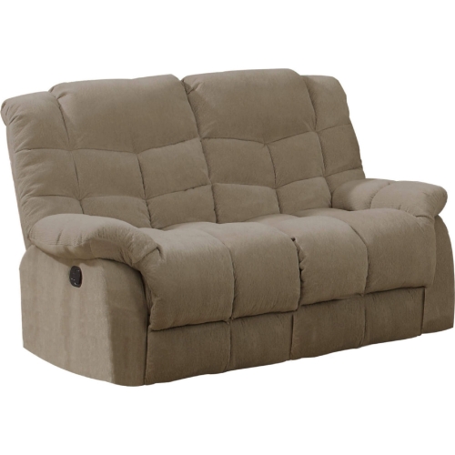 Heaven on Earth Manual Reclining Loveseat in Tan Corduroy Fabric