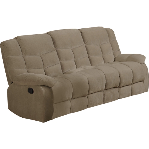 Heaven on Earth Manual Reclining Sofa in Tan Corduroy Fabric