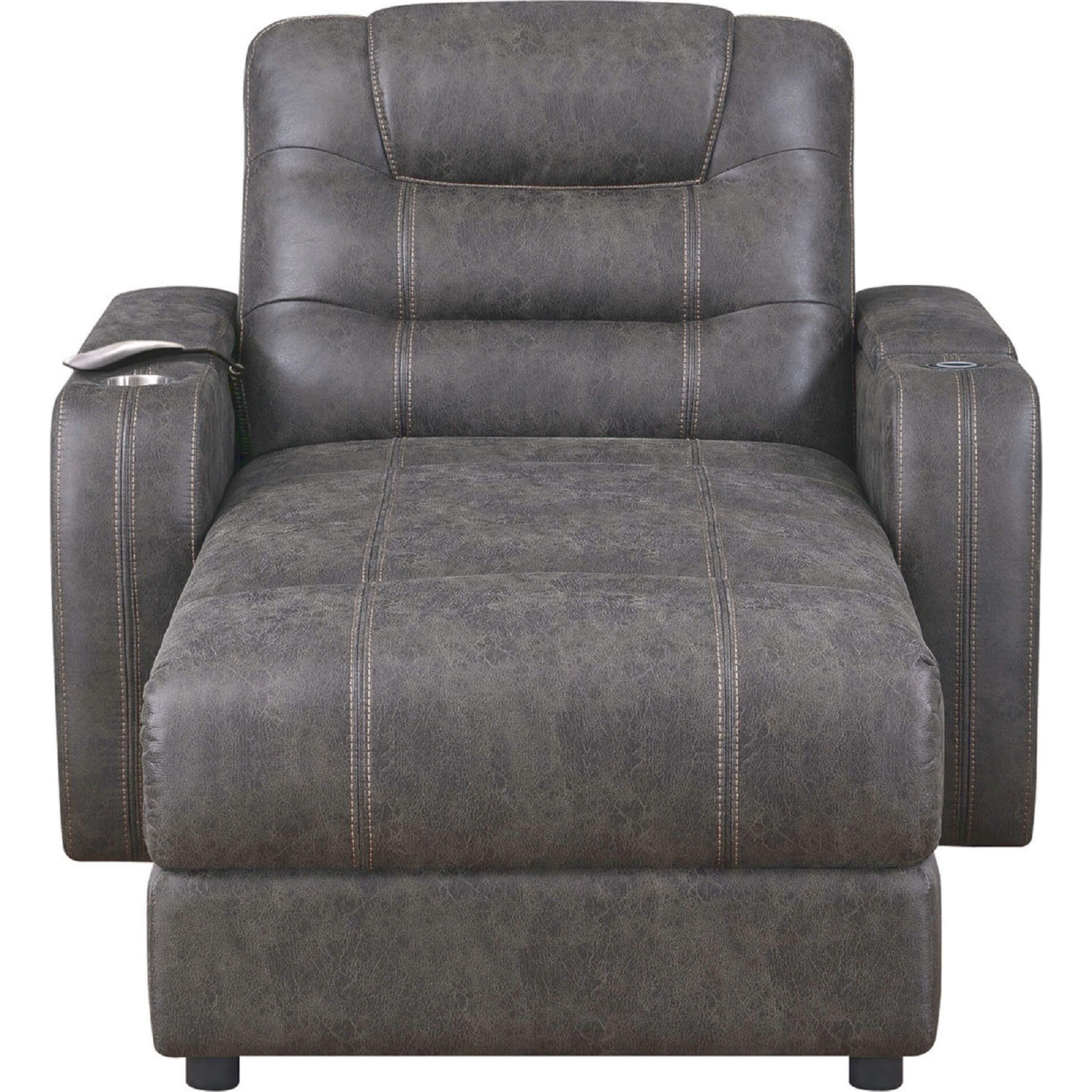 Sunset SU K1128045LS Power Reclining Chaise Lounge Chair w Charger in Gray Fabric