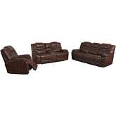 Diamond Power 3 Piece Reclining Sofa Set in Brown Leather Gel