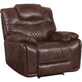 Diamond Power Recliner in Brown Leather Gel