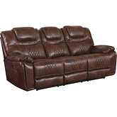 Diamond Power Dual Reclining Sofa in Brown Leather Gel