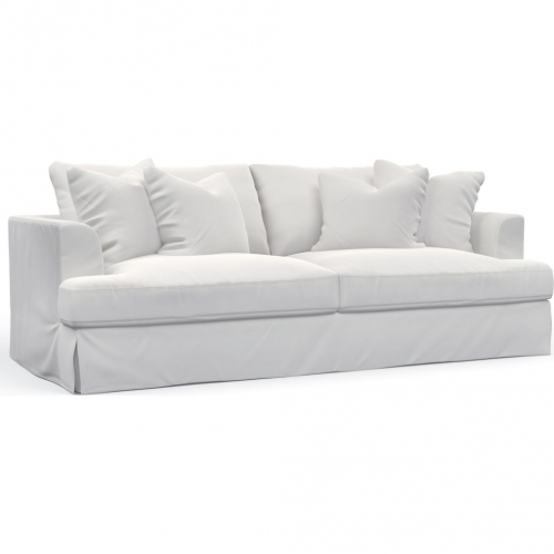 Newport Slipcovered Recessed Fin Arm 94" Sofa in White