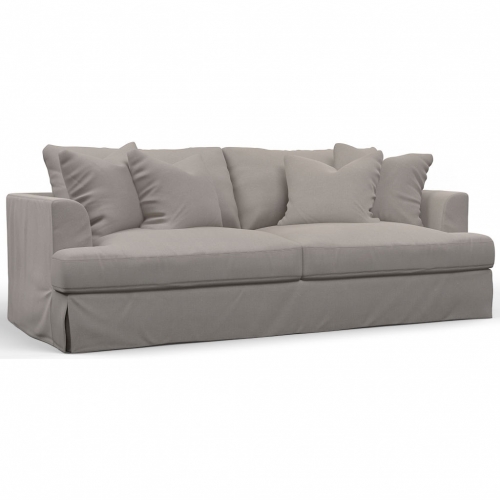 Newport Slipcovered Recessed Fin Arm 94" Sofa in Gray