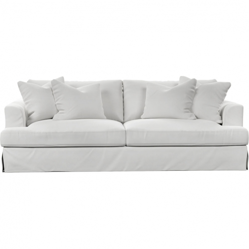 Newport Slipcover Only for Recessed Fin Arm 94" Sofa in White Performance Fabric